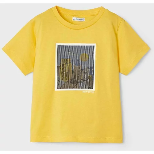 Mayoral Dječja pamučna majica kratkih rukava boja: žuta, s aplikacijom