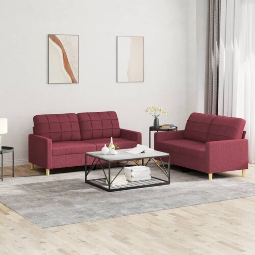 vidaXL 2-dijelni set sofa s jastucima crvena boja vina od tkanine Cijene