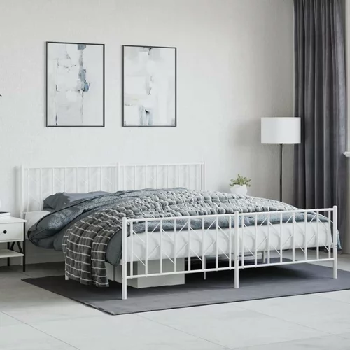 Metalni Kovinski posteljni okvir z vzglavjem in vznožjem bel