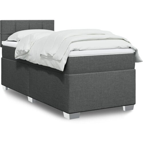 vidaXL Box spring postelja z vzmetnico temno siva 90x190 cm blago Cene