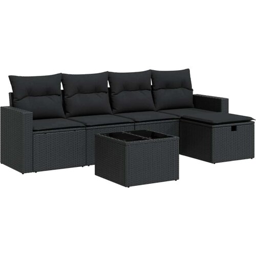 VidaXL 6-dijelni set vrtnih sofa s jastucima crni od poliratana Slike