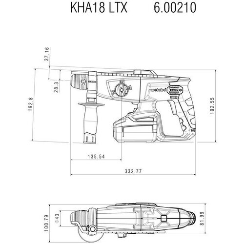 Metabo akumulatorski SDS-Plus kombičekić KHA 18 LTX, 2x4.0Ah 600210500 Slike