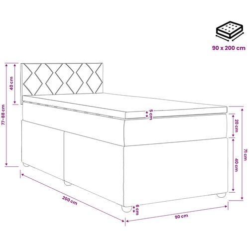  Boxspring krevet s madracem Tamno smeđa 90 x 200 cm Tkanina Slike