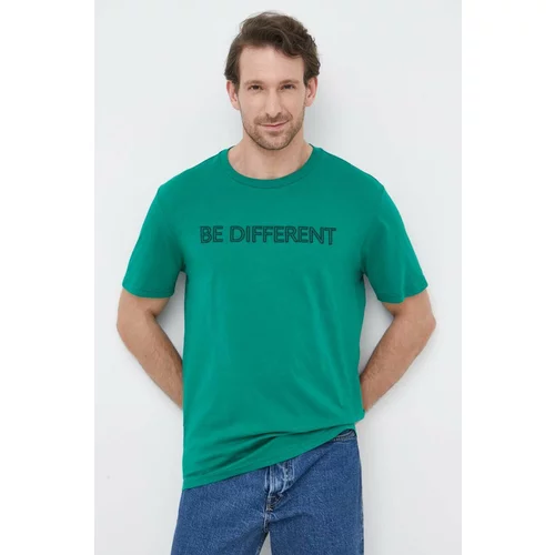 United Colors Of Benetton Pamučna majica boja: zelena, s aplikacijom