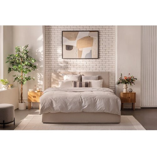Bonami Selection Bež oblazinjena zakonska postelja s prostorom za shranjevanje z letvenim dnom 160x200 cm Thessa Bold &amp;ndash; Slike
