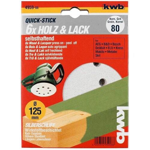 KWB Quick-Stick brusni papir 5/1 125GR60, drvo-lak, alu-oksid Slike