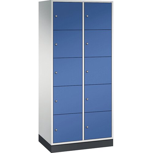 C+P jeklena omara s predelki z zaklepanjem intro, višina predelka 345 mm, šxg 820 x 500 mm, 10 predelkov, korpus svetlo siv, vrata encijan modra Cene