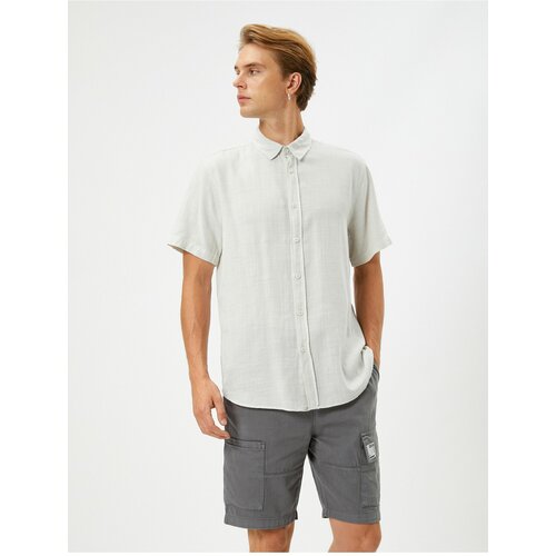 Koton Summer Shirt with Short Sleeves Turndown Collar Buttoned Cotton Slike