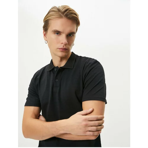 Koton Polo Neck T-Shirt Button Detailed Short Sleeve