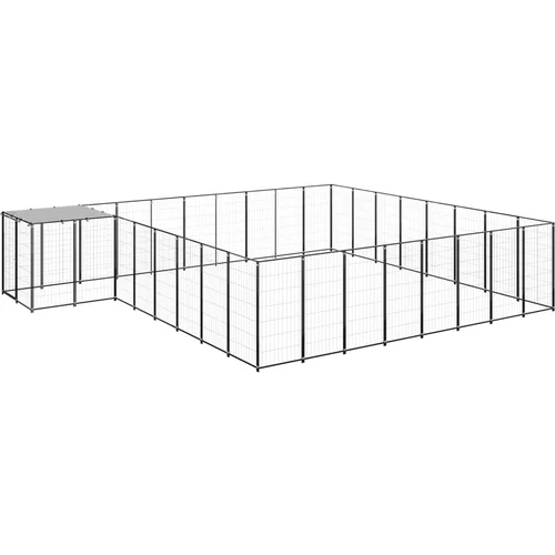 vidaXL kavez za pse crni 20,57 m² čelični