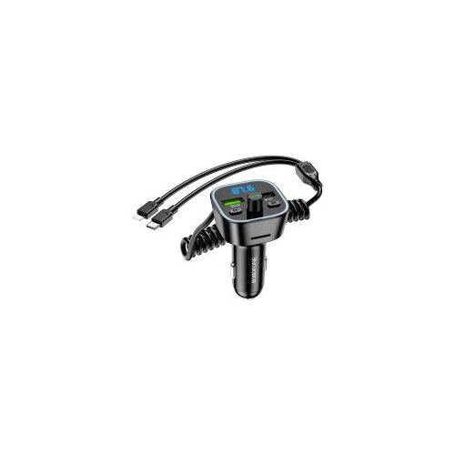 Apple FM transmiter Bluetooth sa USB punjaćem i kablom Type-C + iPhone/lightning BOROFONE BC45 Prestige QC3.0 2-in-1 carwith black Slike
