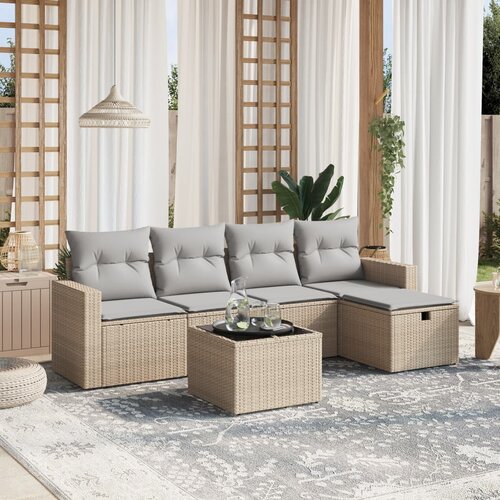 vidaXL 6-dijelni set vrtnih sofa s jastucima bež od poliratana Cijene