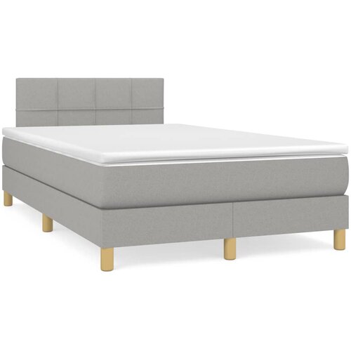vidaXL Box spring postelja z vzmetnico LED sv. siva 120x190 cm blago Cene