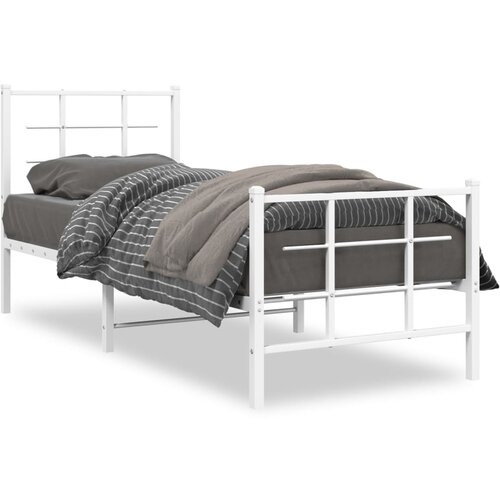 vidaXL Metalni okvir kreveta uzglavlje i podnožje bijeli 75x190 cm Cene
