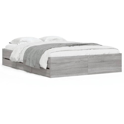 Maison Chic Posteljni okvir - Dvoposteljna postelja - Zakonska postelja s predali siva sonoma 120x190 cm inženirski les, (21695649) Slike