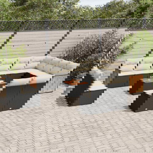 VidaXL 13-dijelni set vrtnih sofa s jastucima poliratan crni Slike