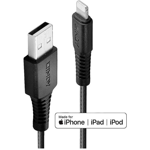 Lindy USB kabel USB 2.0 Apple Lightning vtič \, USB-A vtič 3.00 m črna 31293, (20417127) Cene