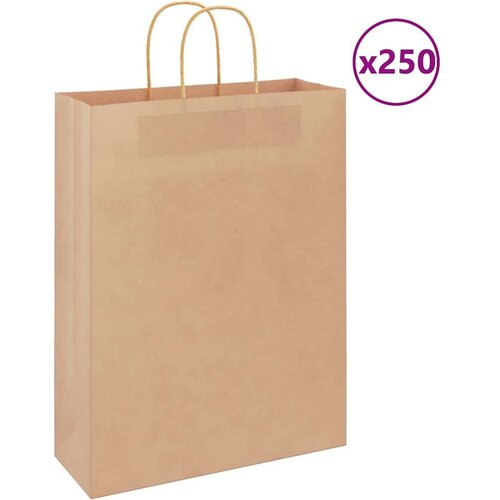  Papirnate vrećice 250 kom s ručkama smeđe 32x12x42 cm Cijene