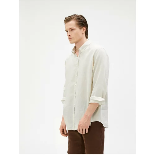 Koton Linen Shirt Classic Collar Buttons Long Sleeve