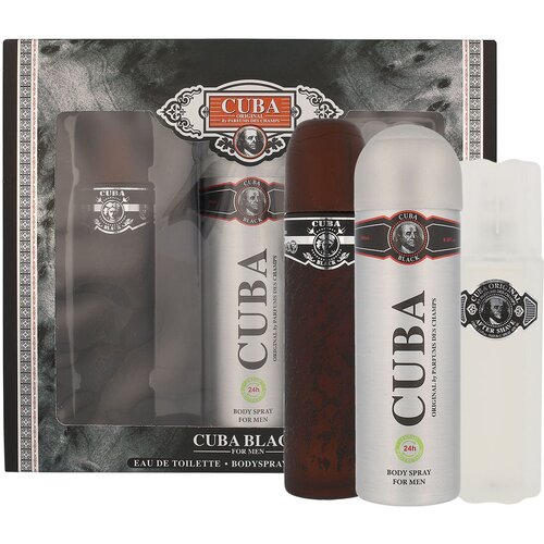 Cuba Black darovni set toaletna voda 100 ml + vodica poslije brijanja 100 ml + dezodorans 200 ml za mu&amp;scaron;karce Slike