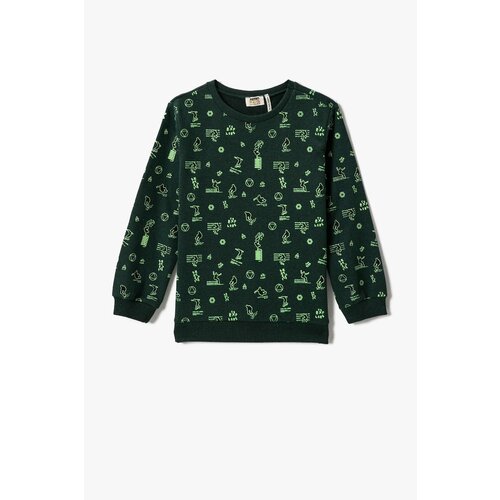 Koton Boy&amp;#039;s Khaki Patterned Sweatshirt Slike
