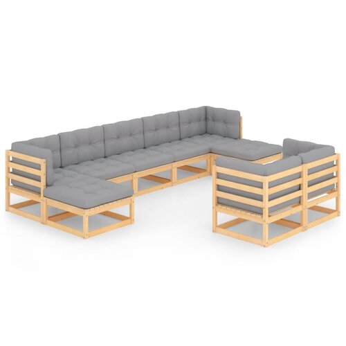 Maison Chic Seti vrtnega pohi&amp;scaron;tva - Vrtna garnitura - Vrtni pohi&amp;scaron;tvo set 9-delna z blazinami trdna borovina, (21798583) Slike