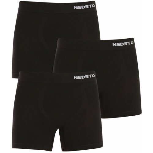 Nedeto 3PACK Men's Boxer Shorts Seamless Bamboo Black Cene