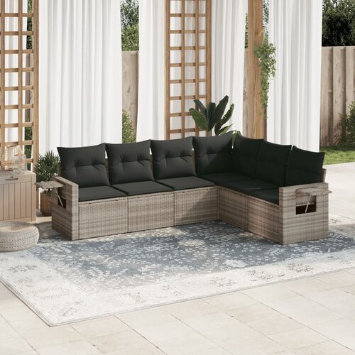 vidaXL 6-dijelni set vrtnih sofa od poliratana s jastucima svjetlosivi Cijene
