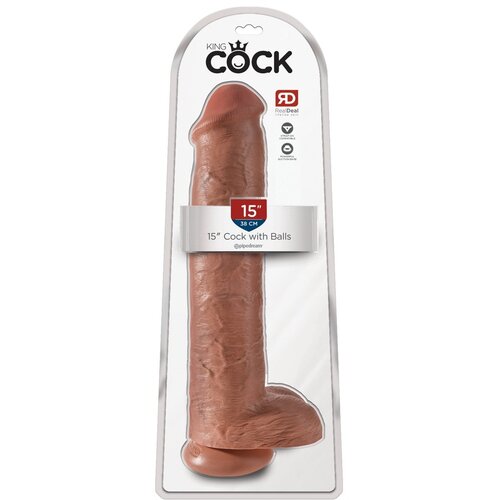 King Cock 15 - vakuumska čašica, testis, ogromni dildo (38 cm) - tamno prirodno Cijene
