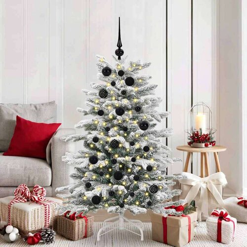 vidaXL Set božičnih okraskov med 150 LED 61 pcs Črna Plastika Cene