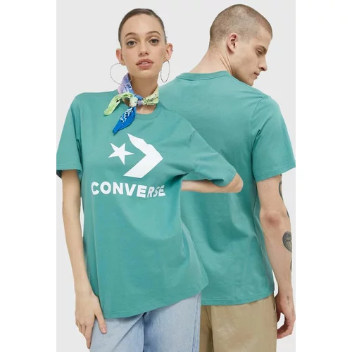 Converse Pamučna majica boja: tirkizna, s tiskom