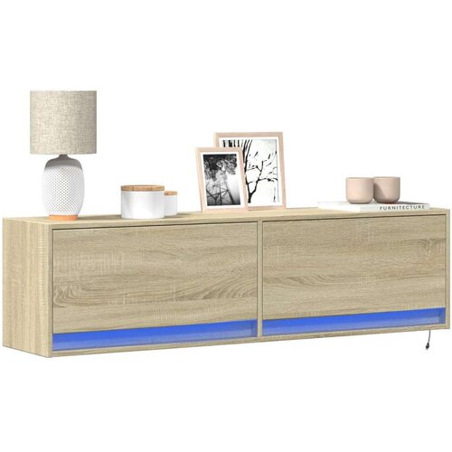 VidaXL Zidni TV ormarić s LED svjetlima boja hrasta sonome 140x31x38cm Slike