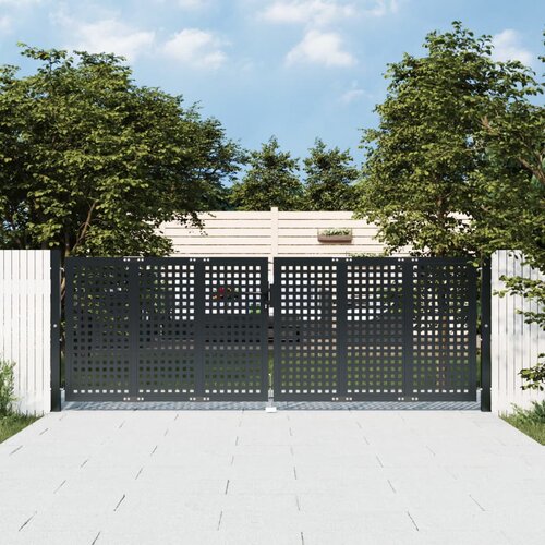 VidaXL Vrtna vrata antracitna 300x150 cm jeklo Slike
