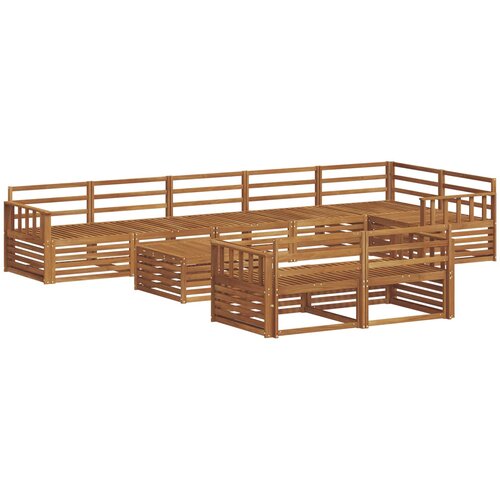  Set vanjskih sofa 9 kom. Prirodna Čvrsto drvo akacije Slike