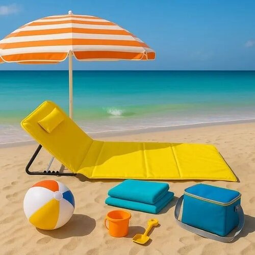 LemonPlanet Sklopiva ležaljka za plažu 140x39cm/ žuta Slike