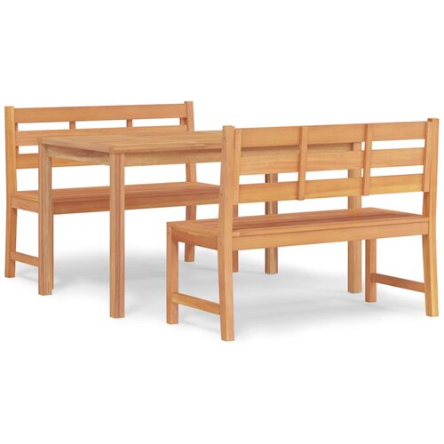  3-dijelni vrtni blagovaonski set od masivne tikovine Smeđa 140 cm table length Slike