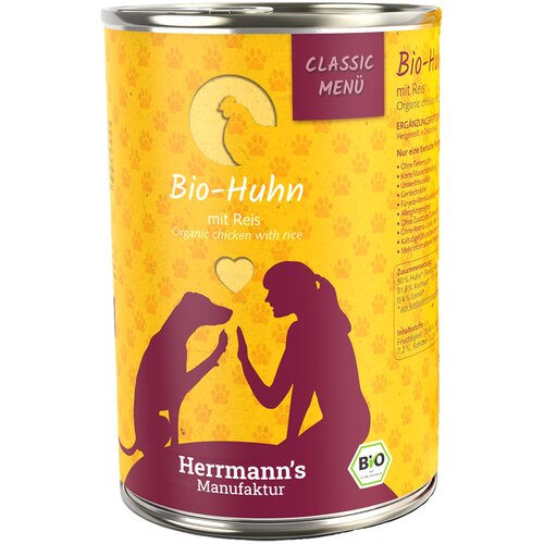  Varčno pakiranje Herrmann's Classic Bio-Menu 12 x 400 g - Bio pi&scaron;čanec z bio rižem Cijene