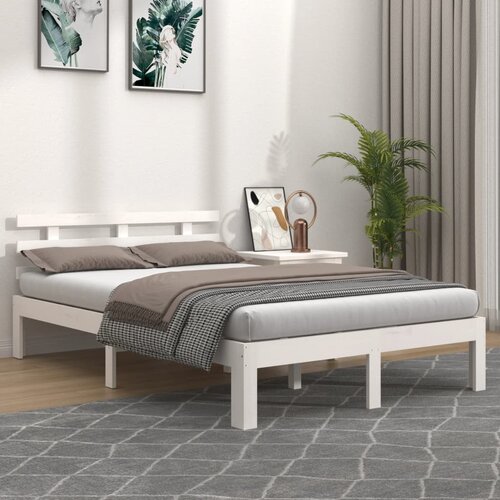  Okvir za krevet od masivnog drva bijeli 140 x 190 cm Cijene