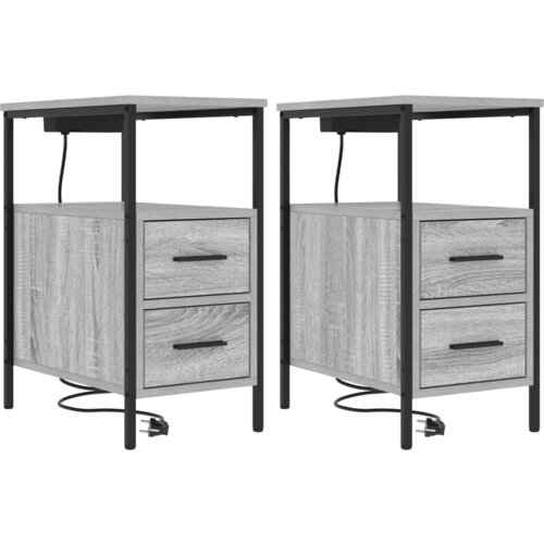 vidaXL Noćni Ormari s ladicama 2 pcs Sivi hrast sonoma 30 x 48 x 61 cm Cene