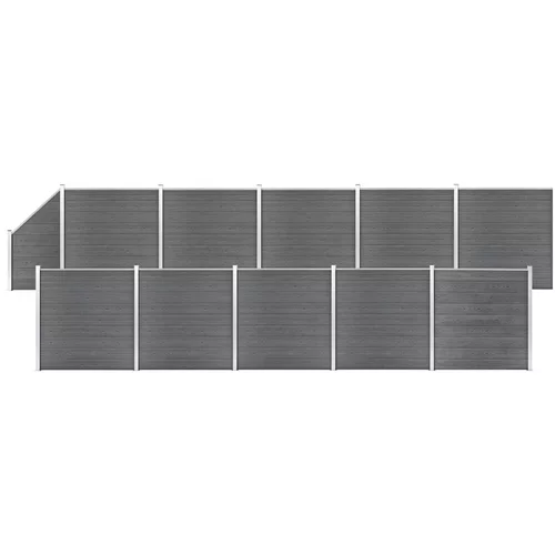  Set WPC ograda 10 kvadratnih + 1 kosa 1830 x 186 cm sivi