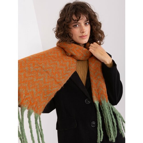 Fashion Hunters Green and orange women's scarf with fringe Slike