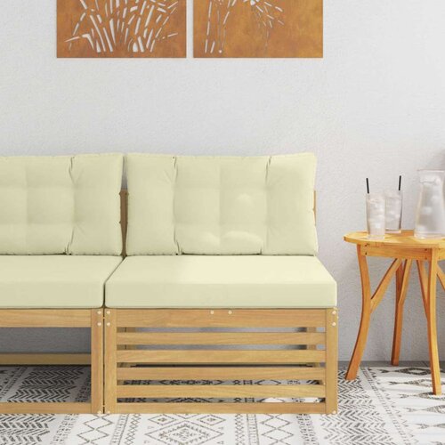  Srednja sofa za van Čvrsto drvo akacije Bijela 83 x 79 x 73 cm - Bijela i krem srednja sofa Cene