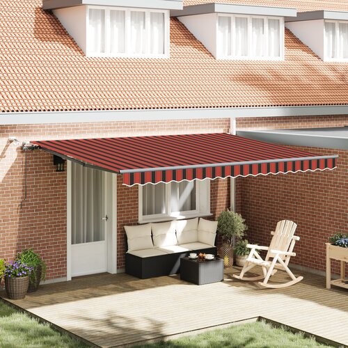 VidaXL Avtomatska retraktibilna tenda z LED v oranžni in rjavi, 450x300 cm Slike