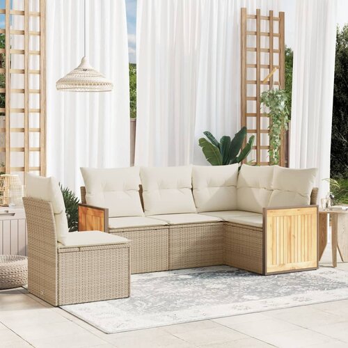 vidaXL 5-dijelni vrtni set sofa s jastucima bež od poliratana Cijene