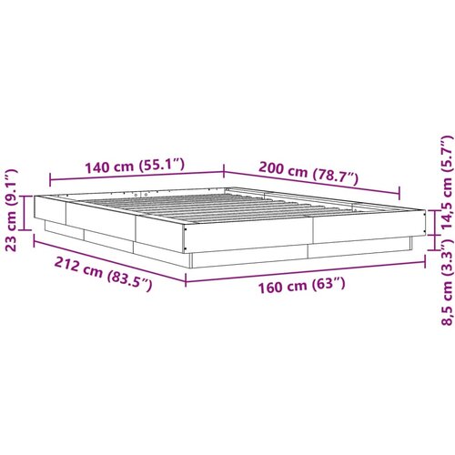  Okvir za krevet boja hrasta 140 x 200 cm konstruirano drvo Slike