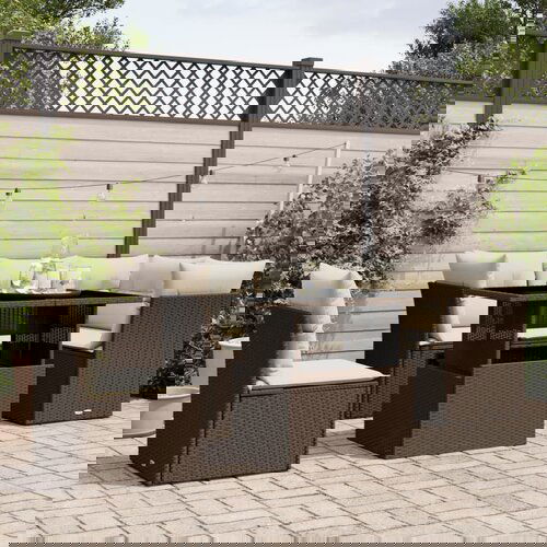 The Living Store Vrtna sedežna garnitura 6-delna z blazinami rjav poli ratan - Vrtna Sedežna Garniture, (21626651) Cene