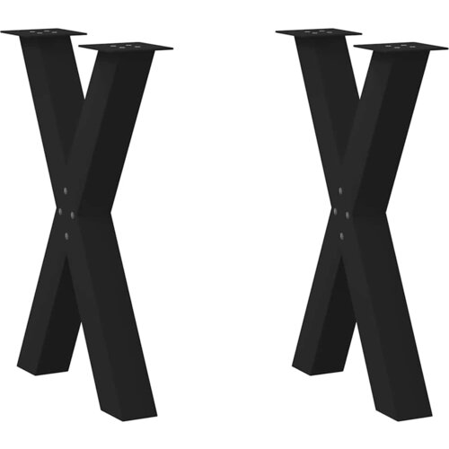 VidaXL noge za jedilno mizo x-oblika 2 kosa črna 60x(72-73) cm jeklo Slike