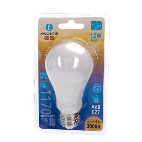  LED sijalica sa senzorom pokreta i sumraka A60 E27/12W/230V 3000K - Aigostar Slike