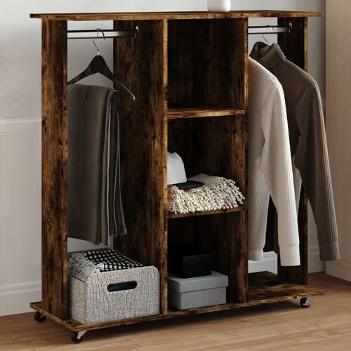 The Living Store Garderobna omara dimlj. hrast s koleščki 102x38x110 cm inž. les - Garderobna Omara, (21428039) Cene
