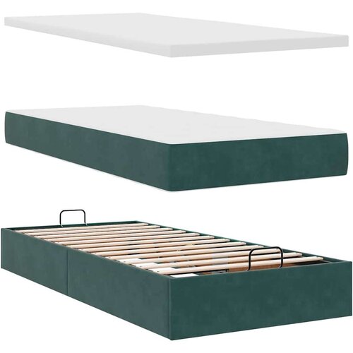 VidaXL okvir kreveta s madraca tamnozeleni 100x200cm bar&amp;scaron;unasti Slike